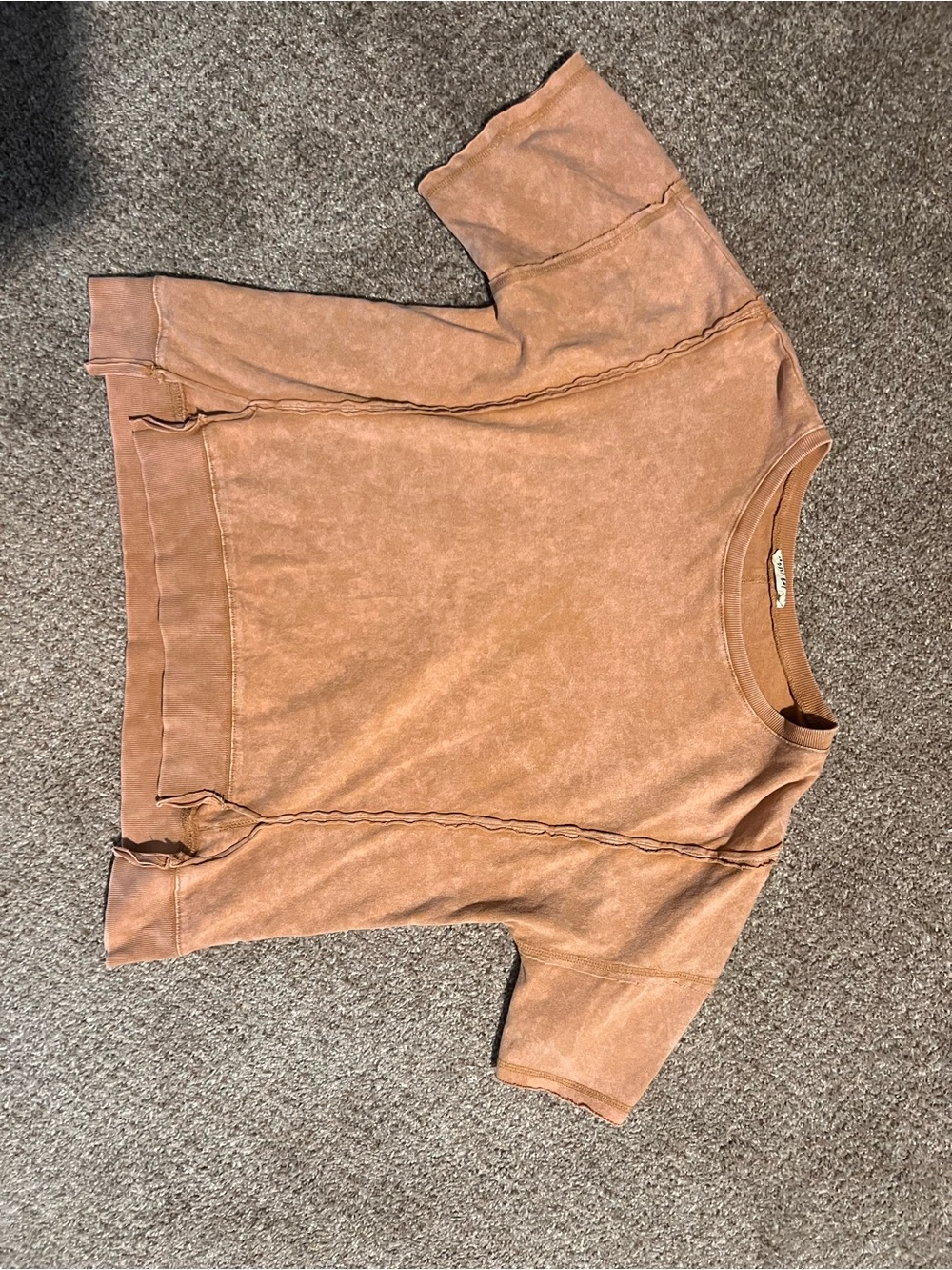 Women’s New In Short Sleeve Mineral-Wash Raw Seam Tee